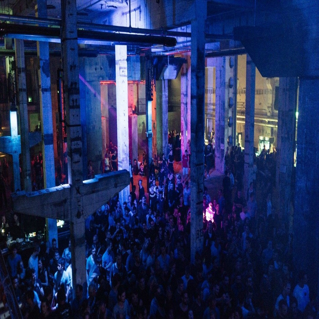 High-contrast moody techno club atmosphere